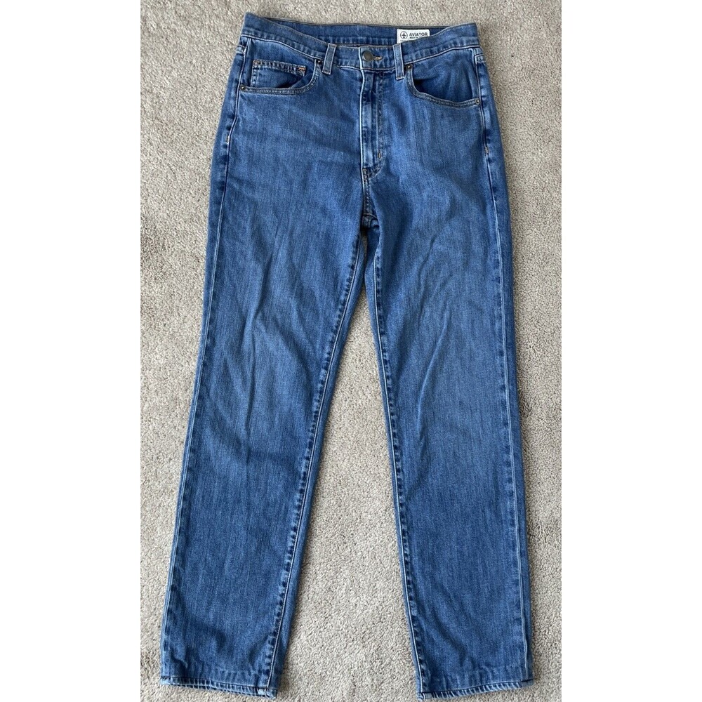 Aviator Jeans Women 26 Relaxed Boyfriend 32" Denim Comfort Medium Wash Travel